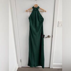 Lulu's Forest Green Halter Maxi Dress